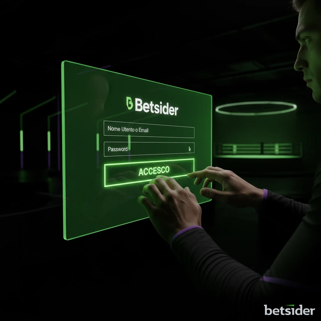 La finestra di login di Betsider con i campi per nome utente e password.