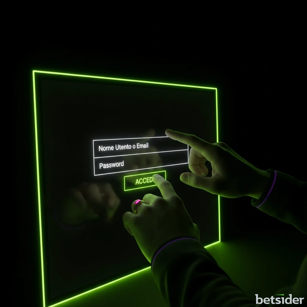 Il link "Password dimenticata?" evidenziato sotto i campi di login di Betsider.