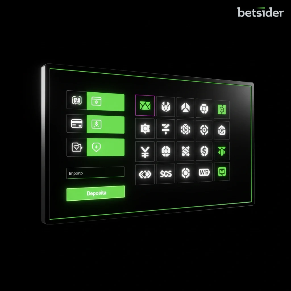 Schermata della sezione depositi di Betsider che mostra le opzioni di pagamento disponibili per gli utenti italiani.