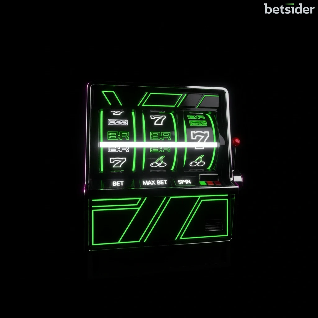 Una classica slot machine a 3 rulli con simboli di frutta come ciliegie, limoni e BAR.