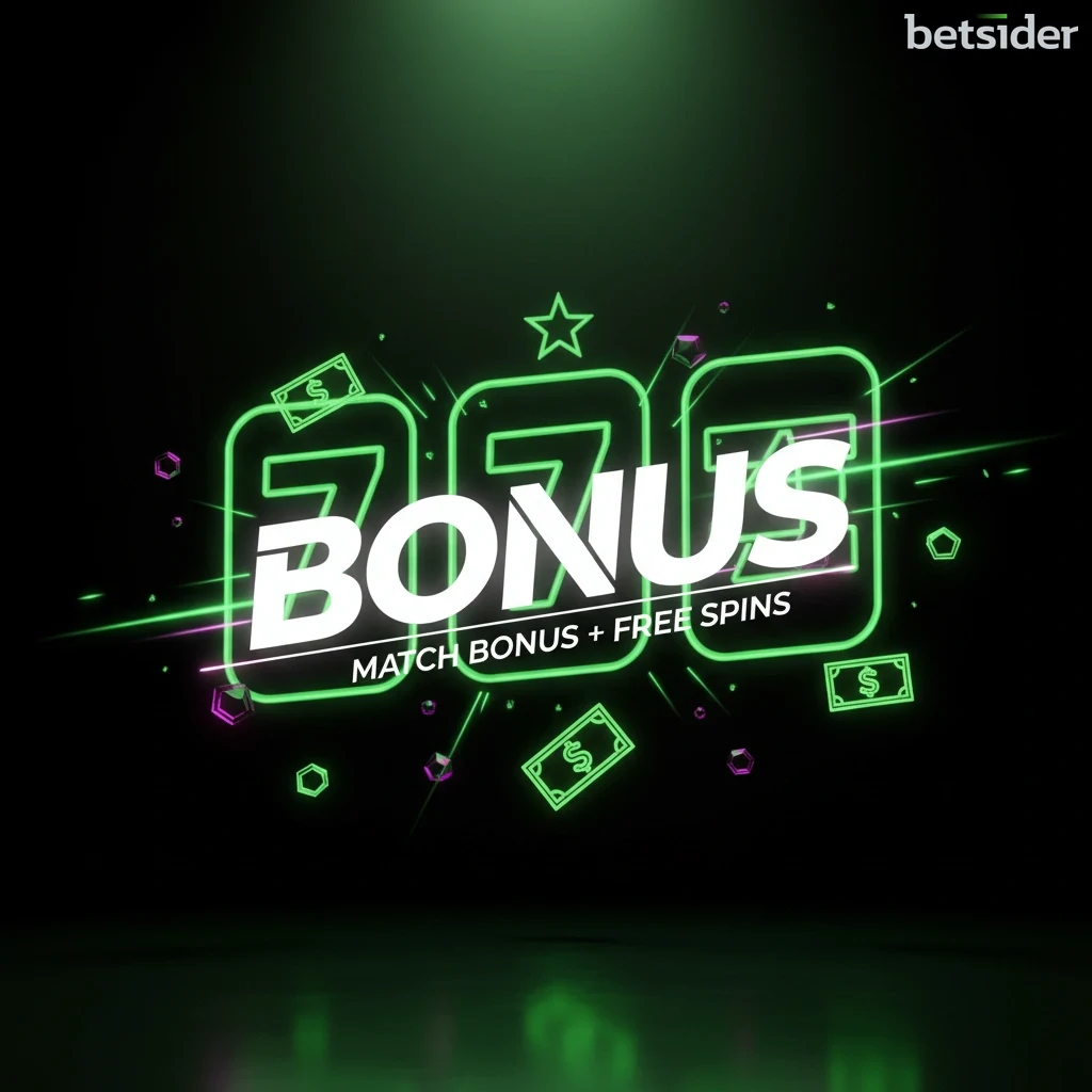 Grafica promozionale del bonus casinò di Betsider, con icone di slot e free spins.