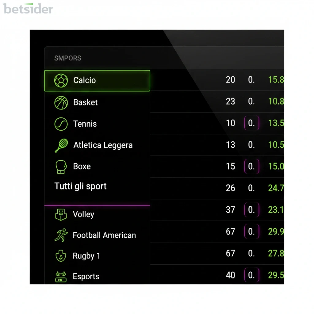 Interfaccia di scommesse live su Betsider per una partita, con quote che si aggiornano in tempo reale.